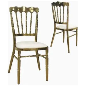 Chaise Napoléon Métallisée Or  Assise Blanche