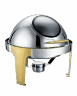 Chafing Dish Rond en Acier Inoxydable argenté et or Buffet service traiteur