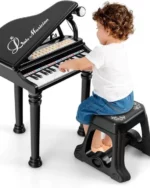 Jouet Piano Pour Enfant Rose 4 Ans Avec 31 Touches Avec Tabouret et Microphone Piano enfant multifonctions (3 An Plus)
