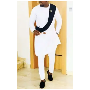 Costumes africains pour hommes, ensemble 2 pièces, chemise à manches longues et pantalon, tenue de mariage