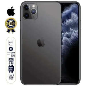 Apple Iphone 11 pro max - 6.5" - 64Go/4Go RAM - A13 Bionic - 1 sim - 12MP/12MP - 3969 mAh