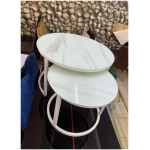 Double table circulaire couleur blanche et noire