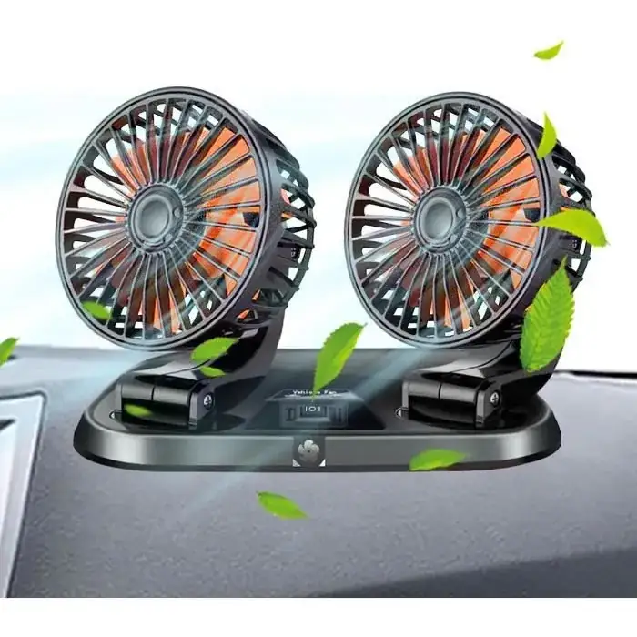 Ventilateur de voiture portable 12V/24V USB 360° réglable 2 vitesses multi-angle rotatif – Image 4