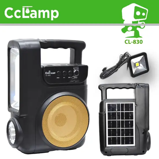 Lampe solaire CCLamp CL830 Haut-parleur Bluetooth sans fil Station Radio FM plaque SOLAIRE POWERBANK LECTEUR USB ET SSD 06 mois de garantie – Image 3