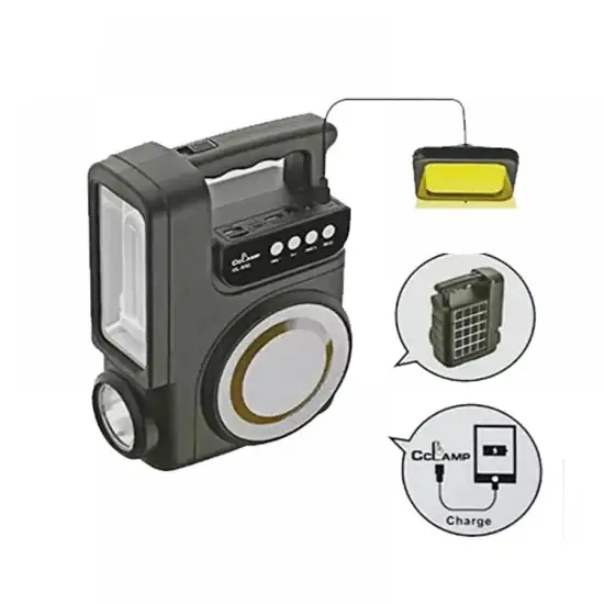 Lampe solaire CCLamp CL830 Haut-parleur Bluetooth sans fil Station Radio FM plaque SOLAIRE POWERBANK LECTEUR USB ET SSD 06 mois de garantie – Image 2