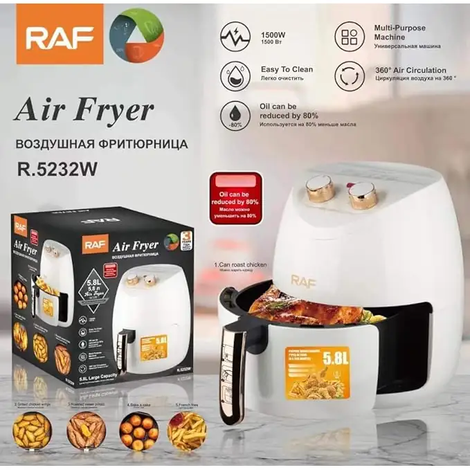 Friteuse RAF à air chaud électrique 5.8L 1500W Air Fryer R.5232W