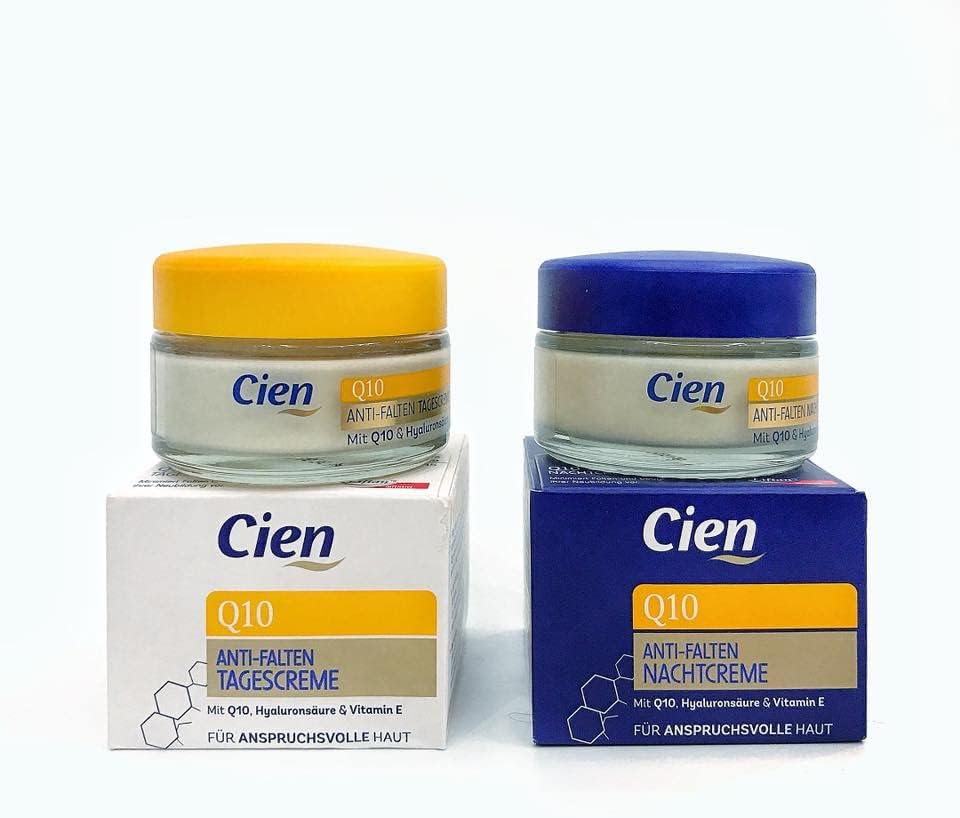 Boîte du Duo Crème Visage Cien Q10 Anti-Rides présentant les deux flacons