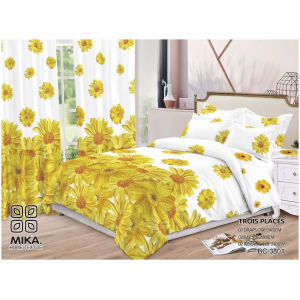 Draps 3 places+ rideaux et thé d'oreillers (pur coton)