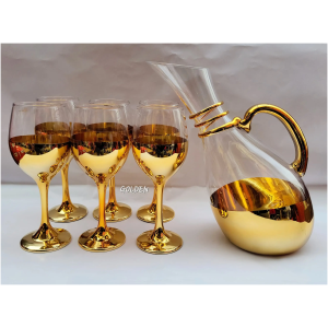 Verre à vin + carafe doré