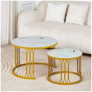 Table double ronde vitrée