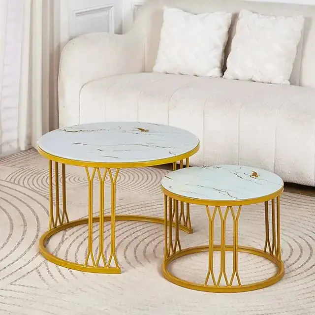 Table double ronde vitrée