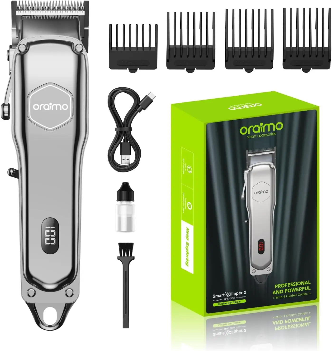 Tondeuse sans fil Oraimo Smart Clipper2 écran LED rechargeable