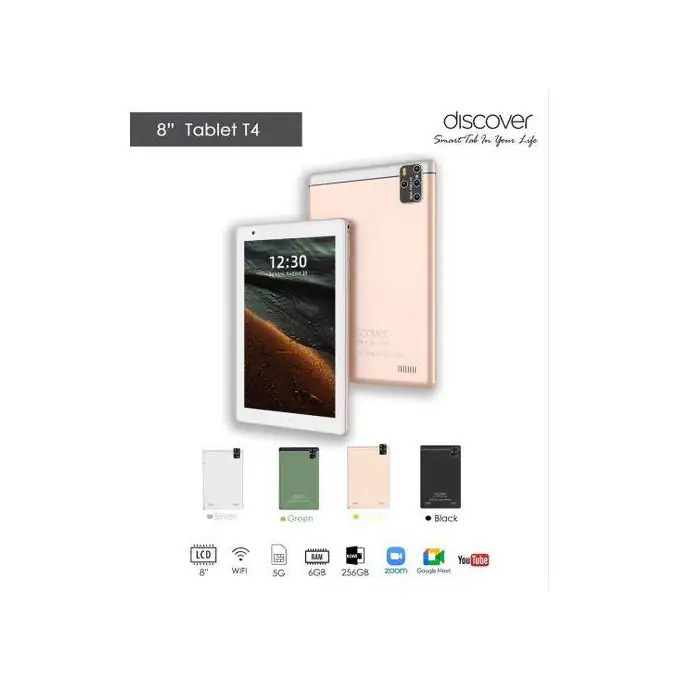 Tablette Discover T4- 8 Pouces - 6GB RAM/ 256GB - 4000mAh - Tablette + Housse, chargeur et Écouteur Bluetooth