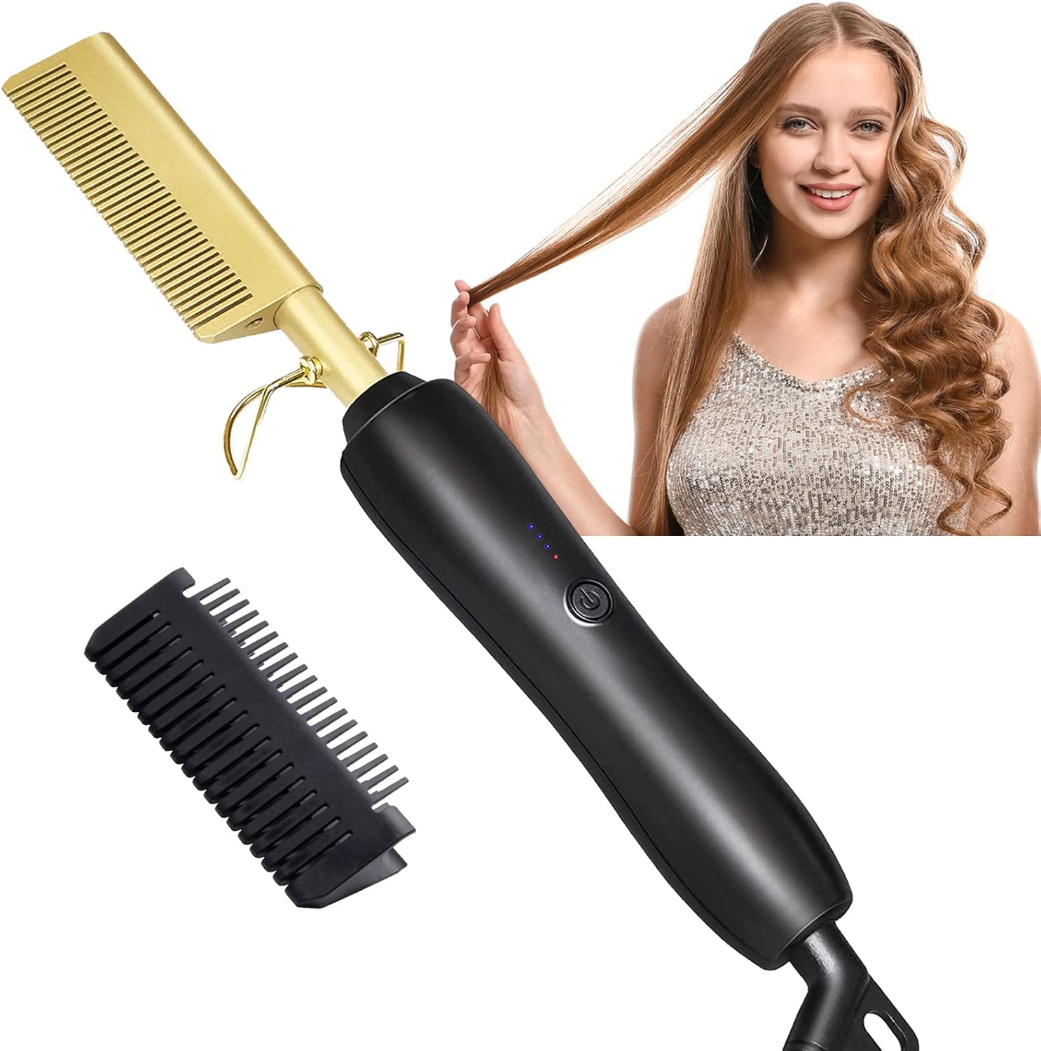 Peigne Chauffant Lissant Afro 3 Réglages de Température