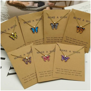 Collier au motif papillon butterfly necklace Pendatif chaîne