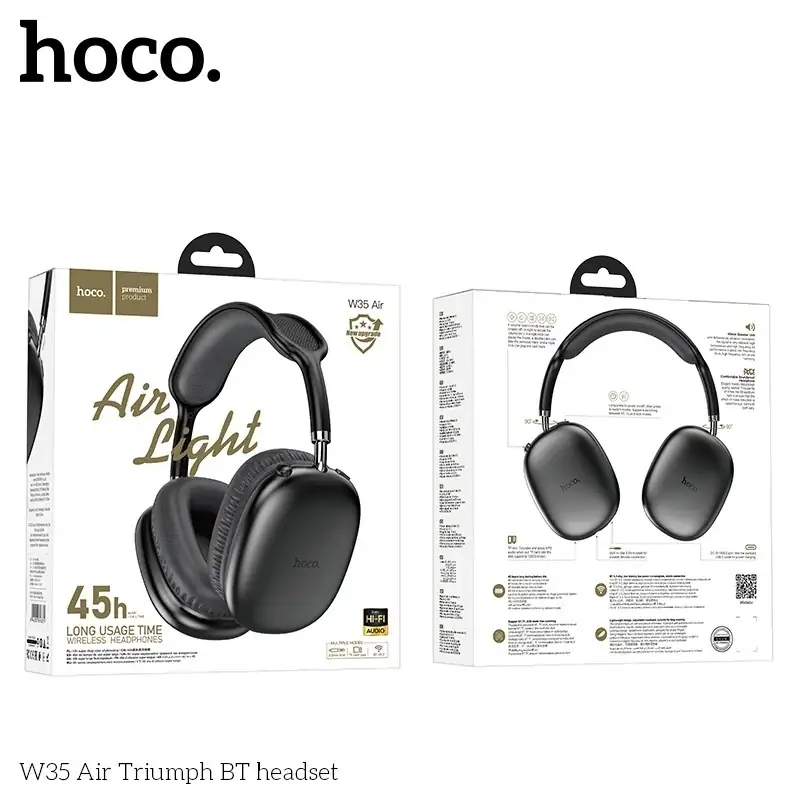 Casque Sans fil Hoco stéréo HIFI Avec Bluetooth 5.3 , W35 Air 45hrs Play – Image 4
