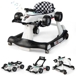 Trottinette 4 en 1: Mode Marcheur Mode voiture à pousser Mode poussette Mode voiture à roulette - Hauteur & Vitesse Réglable Pliable Garçons et Filles 6 à18 Mois avec Roue Universelle