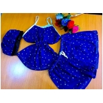 Nuisette 3 en 1 en coton et mousseline avec ensemble culotte haute et ensemble en dentelle.