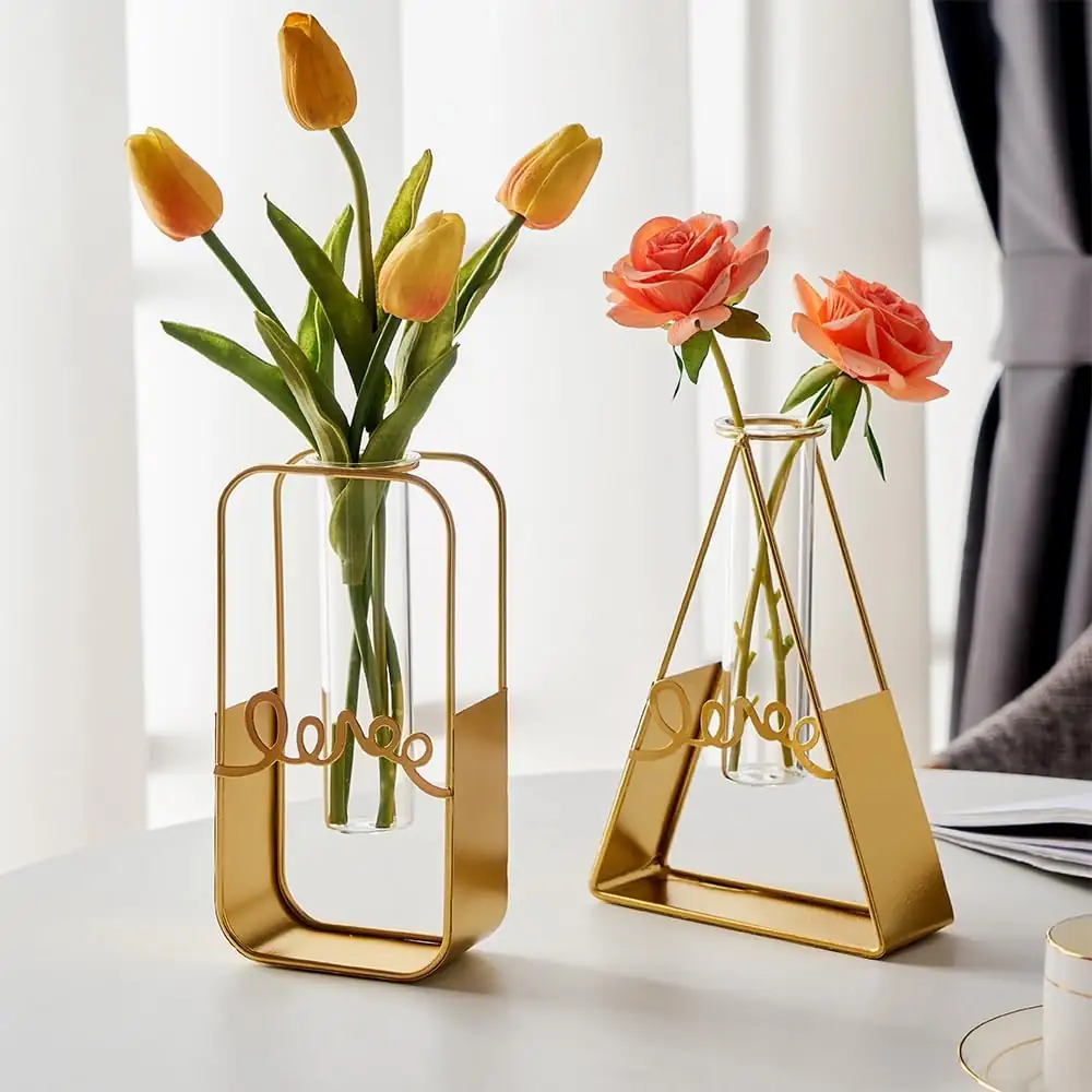Vases à fleurs en métal pour salon salle à manger décoration pot de fleurs