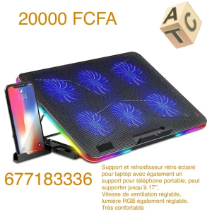 Support et refroidisseur pour laptop rétro éclairé Vitesse du ventilateur réglable couleur des lumières réglables