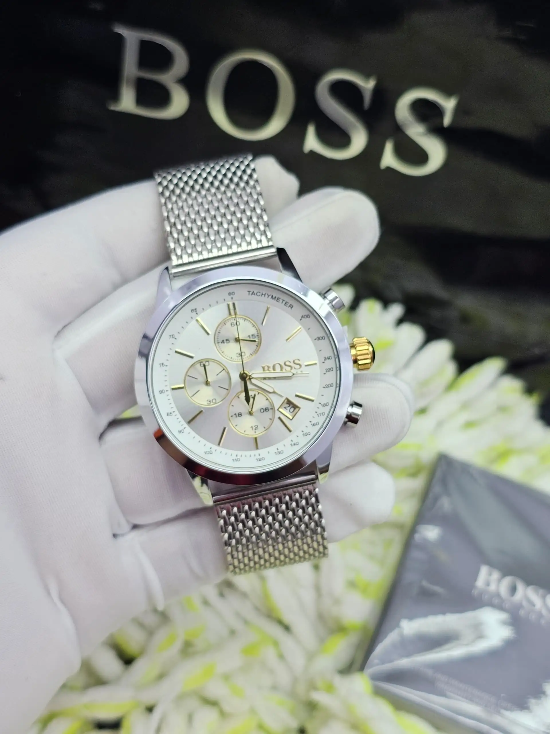 Montre classe Boss bracelet maille – Image 2