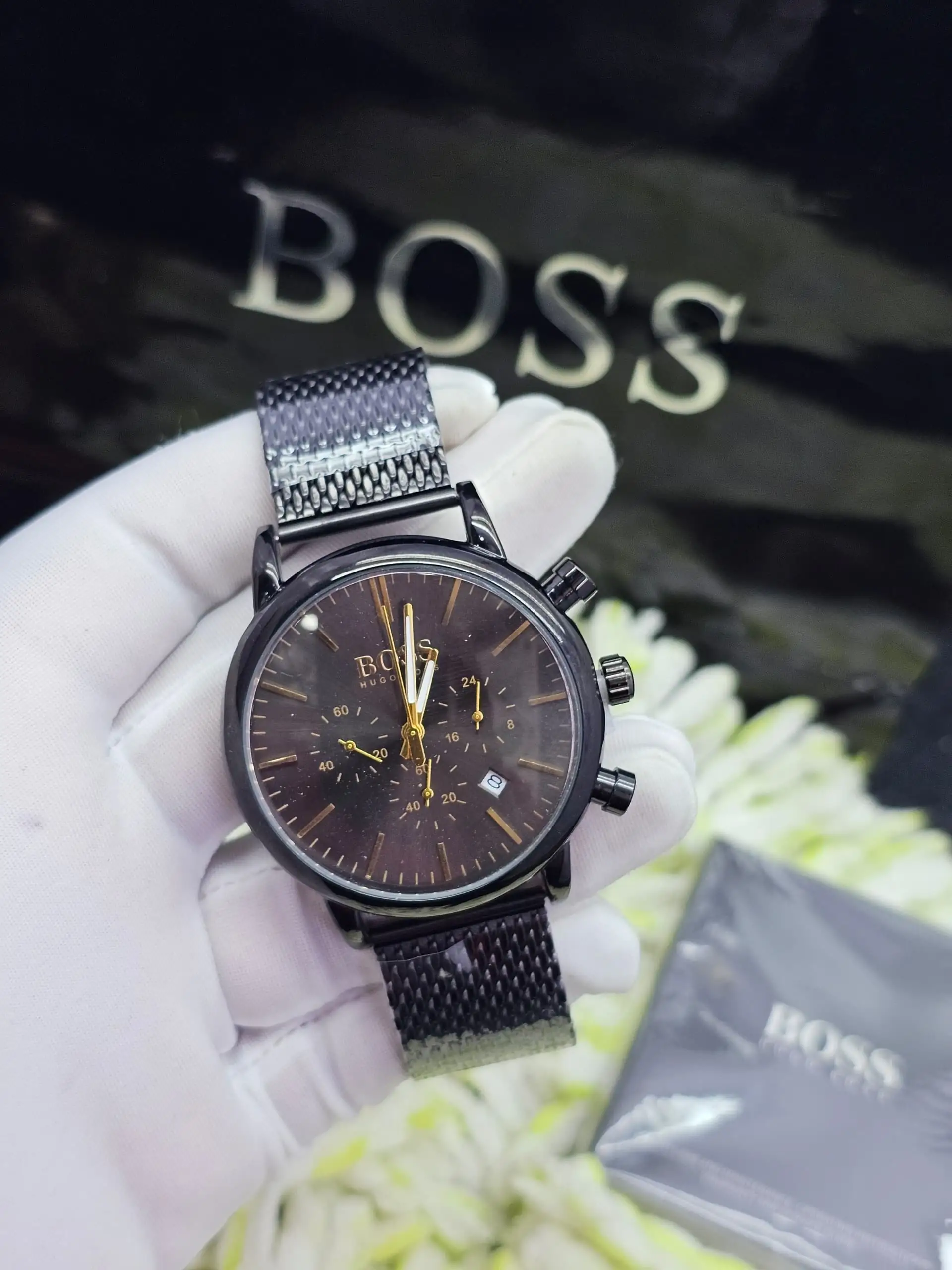 Montre classe Boss bracelet maille – Image 3