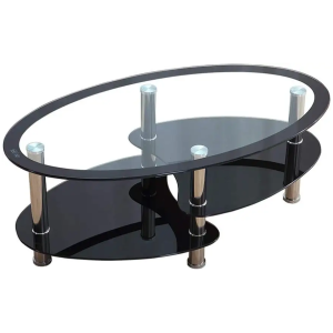 Table basse ovale en verre à 3 niveaux