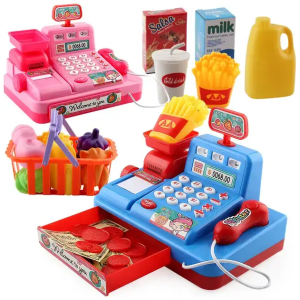Jouet pour enfant, Simulation de caisse enregistreuse de supermarché, caisse enregistreuse, jeu de rôle avec lumière musicale, caisse enregistreuse
