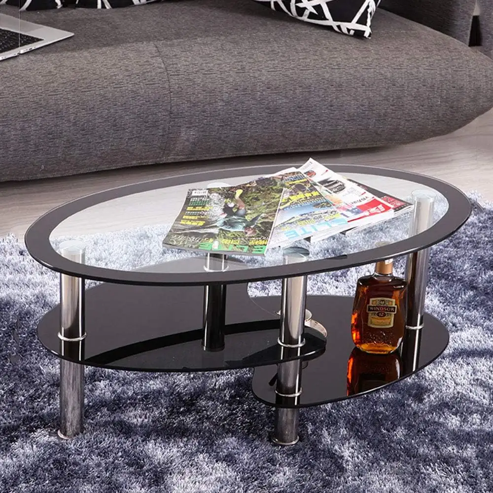 Table basse ovale en verre à 3 niveaux – Image 2