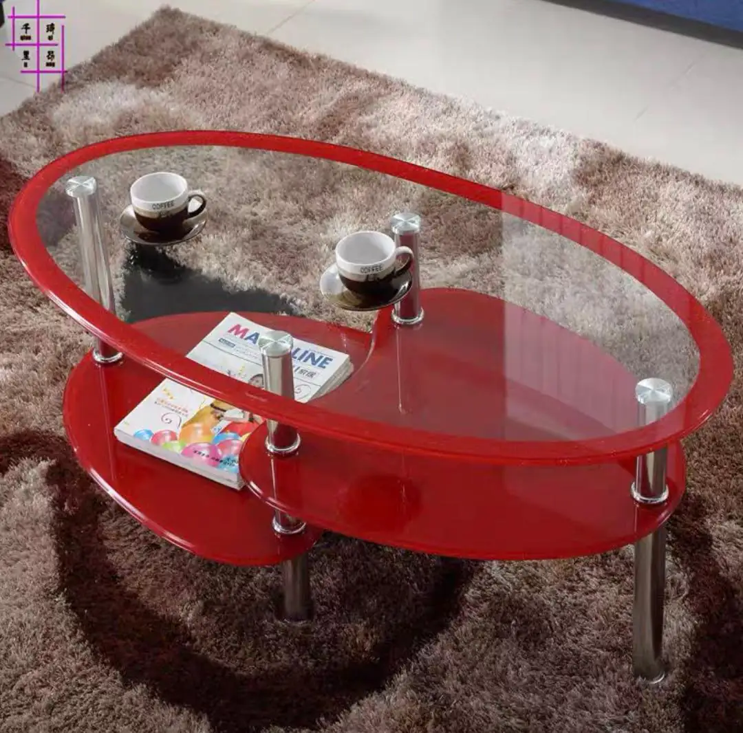 Table basse ovale en verre à 3 niveaux – Image 4