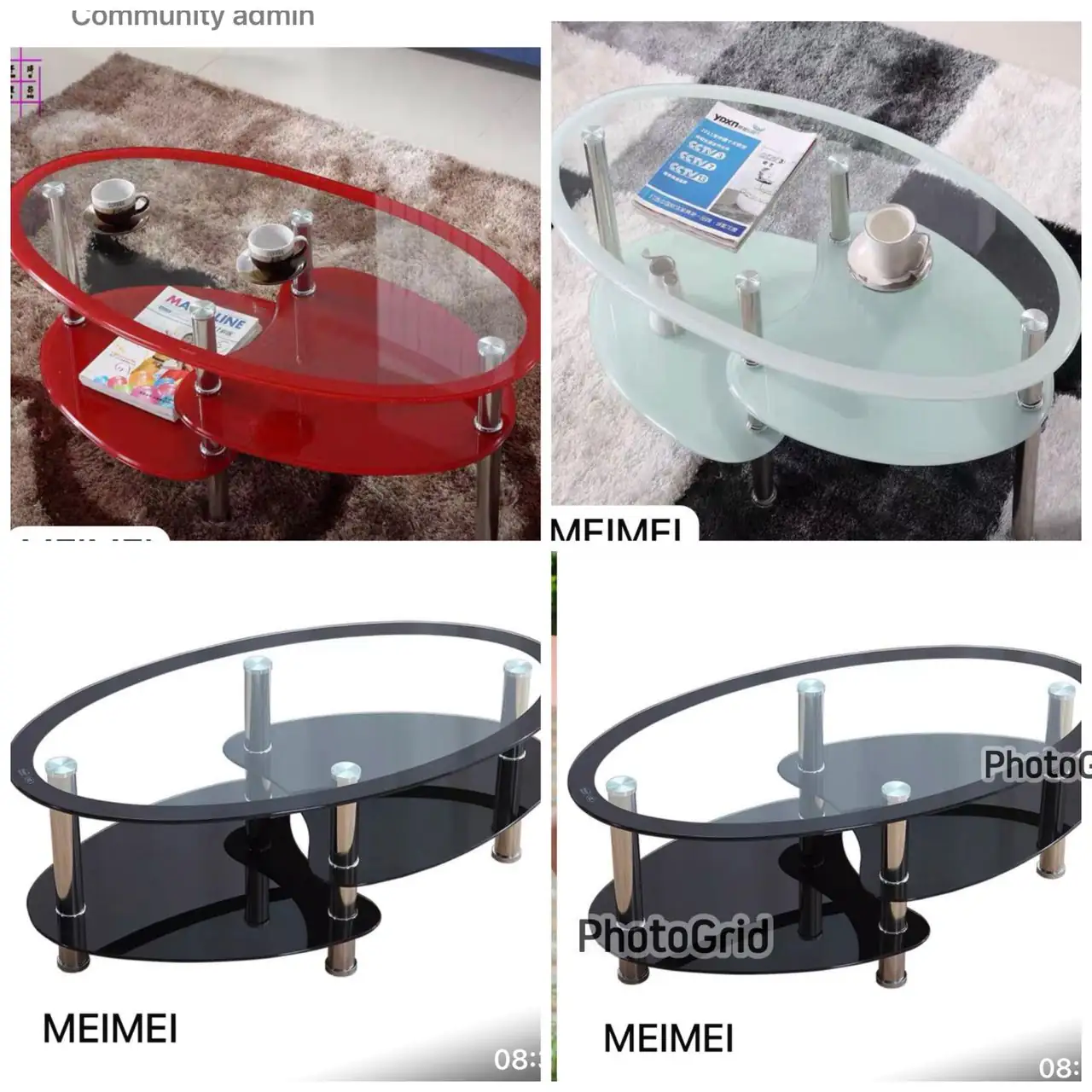 Table basse ovale en verre à 3 niveaux – Image 5