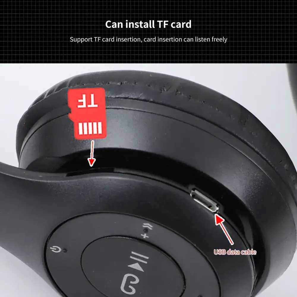 Casque P47 Bluetooth/FM/Carte Mémoire Pliable compatible avec Smartphones/iPhone/PC/TV Garantie: 06 Mois – Image 5