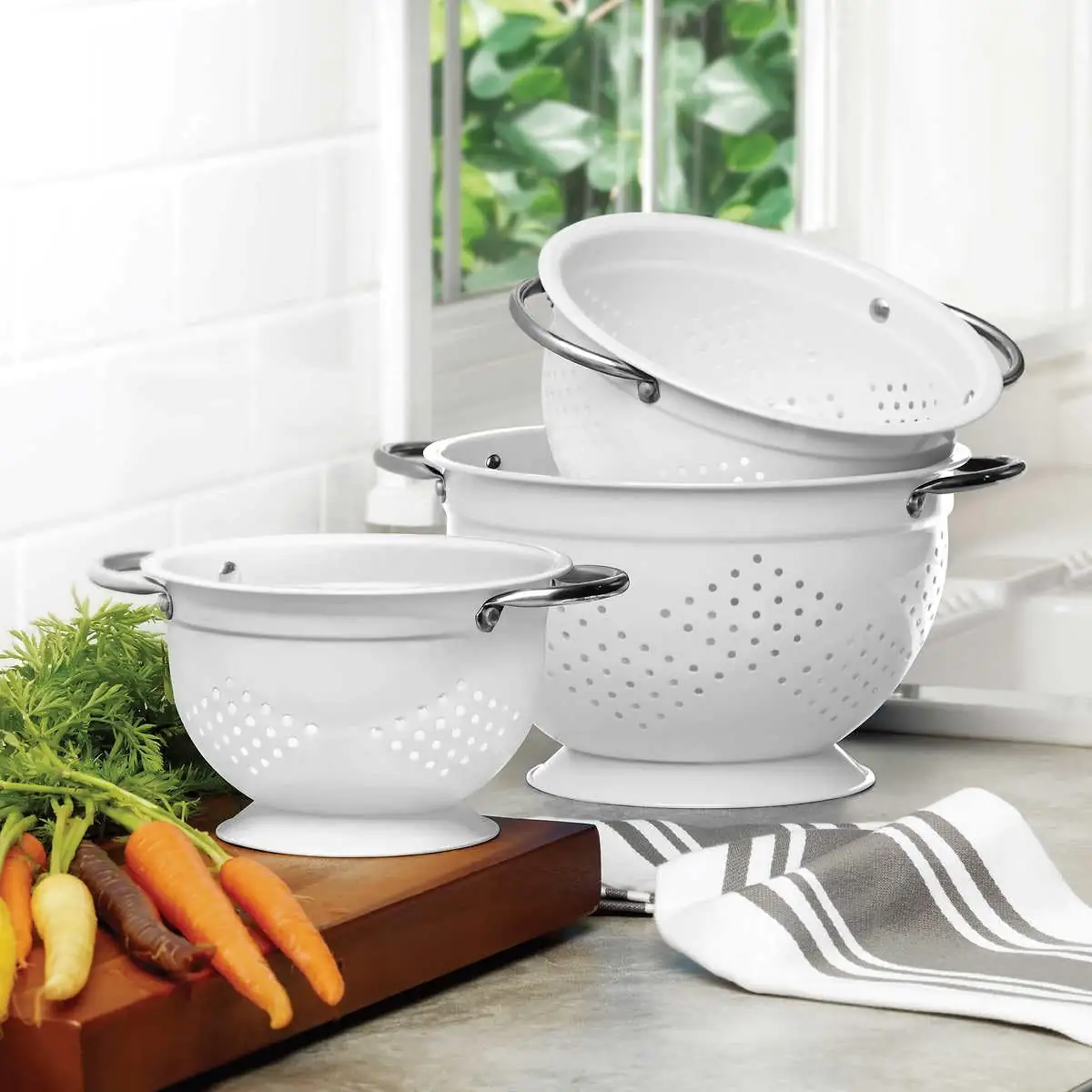 Lot de 3 passoires blanches