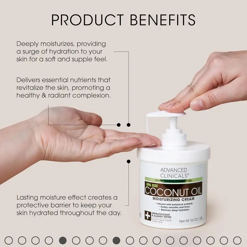 Advanced Clinicals-Crème hydratante visage et corps à l'huile de coco pour peau sèche, taches de vieillesse et rides – Image 2