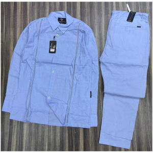 Ensemble chemise et pantalon noir, bleu, bleu ciel