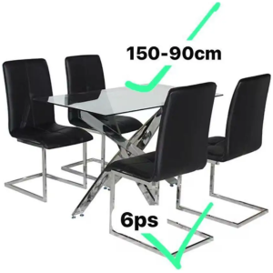 Table rectangulaire et Chaises en acier