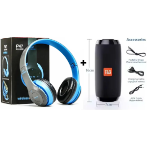 Haut-parleur T&G-117 Bluetooth, USB, TF Card, FM, Compatibilité téléphone/tablette/TV/PC, Fonction TWS, 02 Baffles 10W + Casque P47 Bluetooth/FM/Carte Mémoire – Pliable