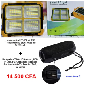Pack Lampe Solaire LED IP65 + Haut-Parleur Bluetooth T&G-117 - Éclairage & Musique Extérieurs