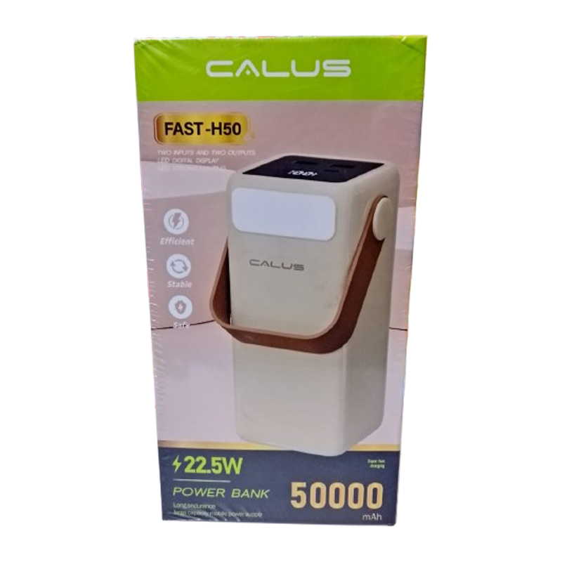 Détail de l'écran LED du Power Bank Calus affichant le pourcentage de batterie