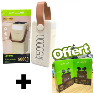 Power bank Calus 50 000mah + une paire oreillette Bluetooth Calus offert  (promo valable jusqu’au 24 mai 2025)