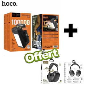 Power bank Hoco 100 000mah + un casque Bluetooth Hoco offert  (promo valable jusqu’au 24 mai 2025)