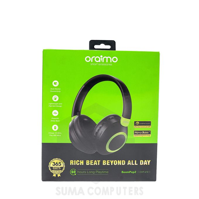 Casque ORAIMO BOOMPOP 2S en cours d'utilisation, montrant son portabilité et son style