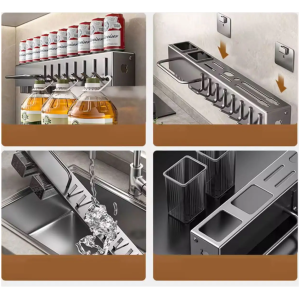 Support Mural pour Ustensiles de Cuisine - Porte-Objets Mural Organisateur - Gain de Place
