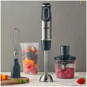 Mixeur Plongeur 4 en 1 Professionnel - Set Complet avec Accessoires - 1000W - Pour Soupes, Smoothies et Purées - Lames en Acier Inoxydable