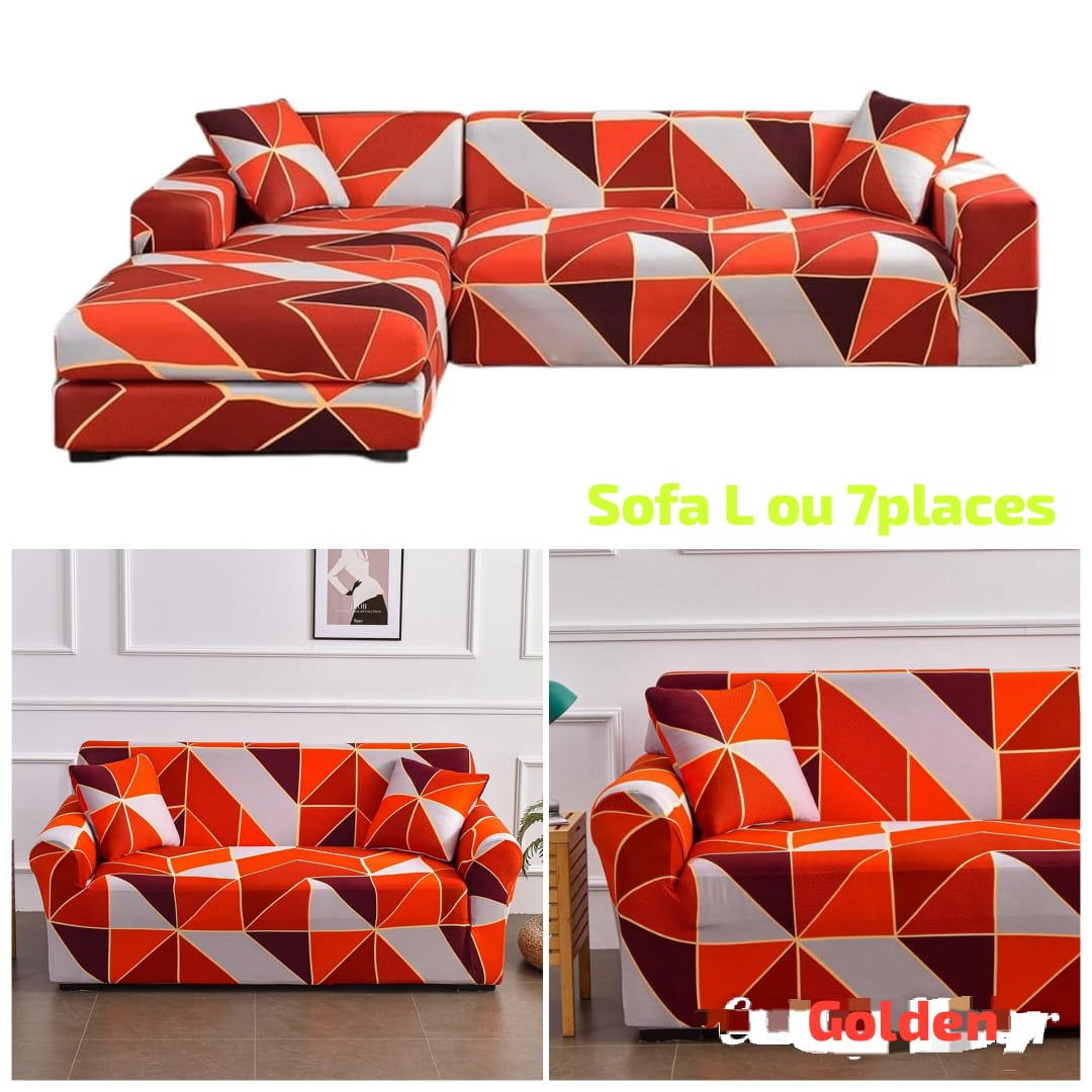 Housse de canapé 2 en 1 installée sur un sofa moderne, montrant un ajustement parfait et un style élégant