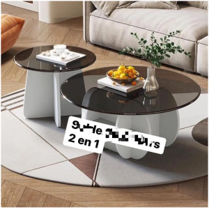 Table Ronde en Verre 2 en 1 - Table Basse Transformable en Table à Manger - Design Moderne et Fonctionnel