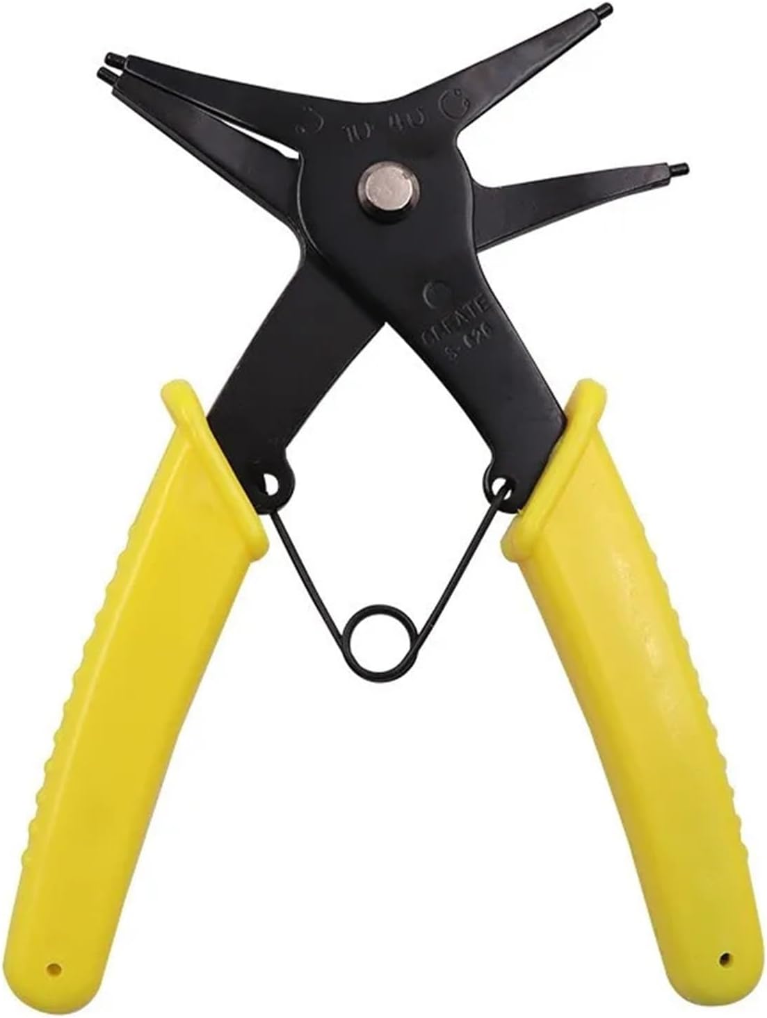 Pince à circlips double usage professionnelle posée sur un plan de travail