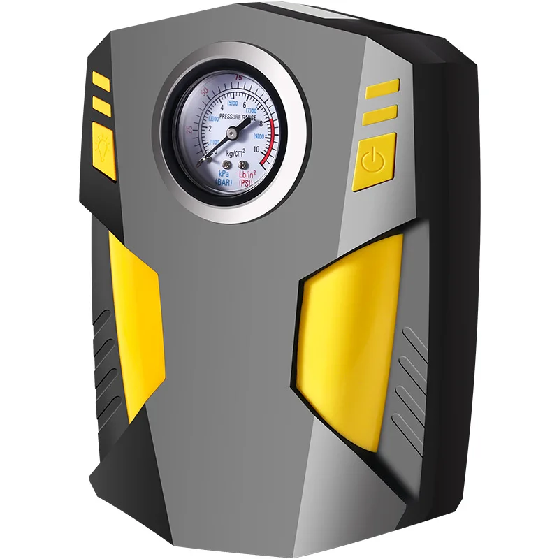 Compresseur à air 12V portable Miassar posé à côté d'un pneu de voiture