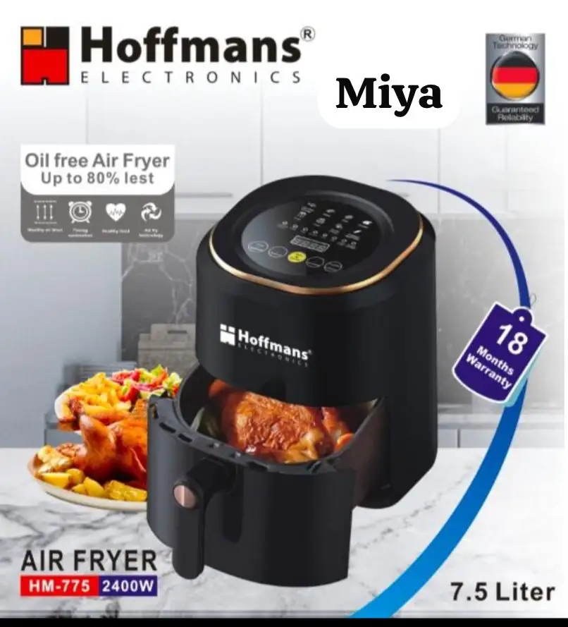 Friteuse Sans Huile Hoffmans HM-775 - 7.5L 2400W - Cuisson Sain - 8 Programmes Automatiques - Timer Numérique