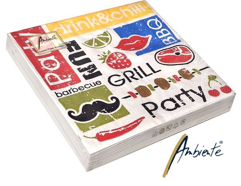 Lot de 20 paquets de mouchoirs Drink & Chill empilés, montrant l'emballage blanc et bleu